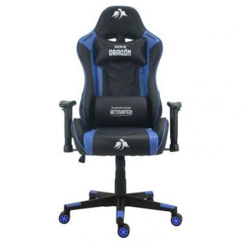 Silla Gaming Premium Serie Dragón Azul Cromad con Base de 350mm y Pistón de Gas Clase 2
