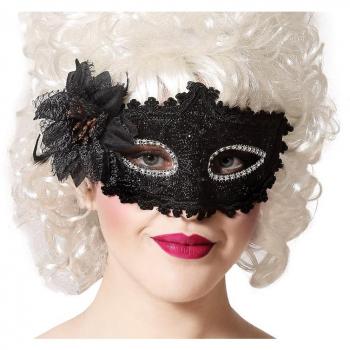 Antifaz con Plumas Negro de 20X10 cm