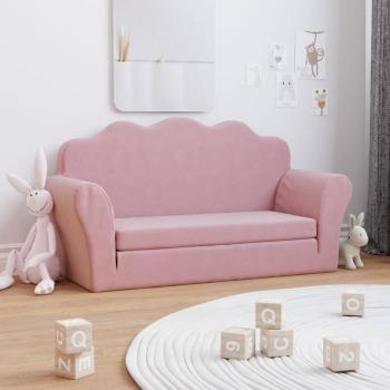 Sofá Cama Infantil 2 Plazas Rosa de Suave Peluche