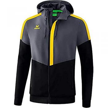 Erima Chaqueta Tracktop Squad - Chaqueta deportiva con capucha, fabricada en material ligero y transpirable, diseño moderno y ajustado, ideal para entrenamiento y uso diario, incluye bolsillos laterales con cremallera y detalles reflectantes