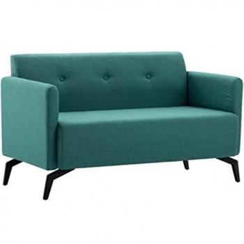 vidaXL Sofá 2 Plazas Tapizado Tela 115x60x67 Verde Silla Asiento Sillón Banco