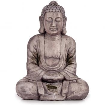 Figura Decorativa para Jardín Buda Gris Poliresina