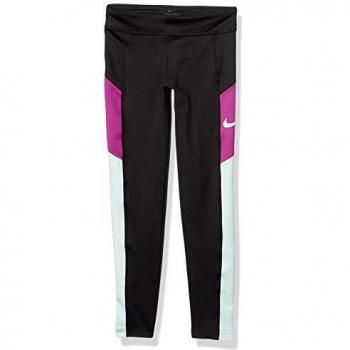 NIKE Trophy Mallas Y Leggings, Niñas, Black/Teal Tint/Vivid Purple/White, XL