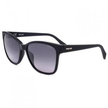 Police SPLG44 Unisex Sunglasses, Square Frame, Black, Size 56mm