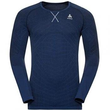 odlo(オドロ) BL Top Crew Neck l/s BLACKCOMB Light Camiseta, Hombre, Azul Marino/Sodalita, Double Xtra Large