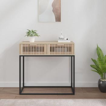 Consola de mesa 80x30x75 cm Multicapa de madera y hierro Marrón