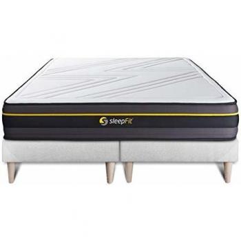 Cama con Colchón de Memoria Activa - Altura: 24 cm - Color: Blanco - Tamaño: 160 x 200 cm