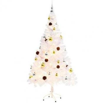 vidaXL Árbol de Navidad Artificial Decorado con Bolas y Luz LED 150 cm Blanco