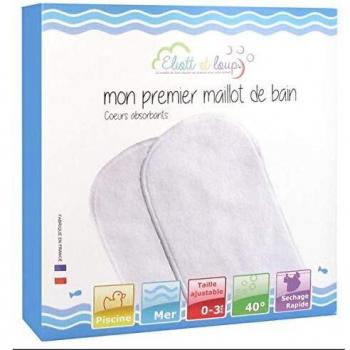 Eliott Et Loup Corazones absorbentes, bañador con Cierre de Velcro, Ajustable, para niños de 0 a 3 años, Color Crudo, Talla única, Secado rápido