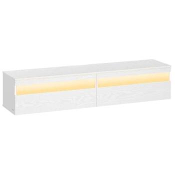 Estantería de Pared TB para Salón Moderna con Espacio para Varios Televisores, 147 x 35 x 30 cm, Color Blanco