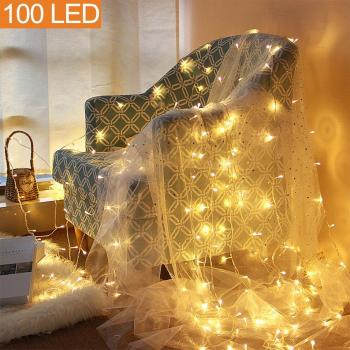 MOVEONSTEP Guirnalda Luminosa 100 LED 12M 8 Modos Luces de Hadas con ES Enchufe Luces Estrelladas Aptas para Navidad Fiesta Jardín Eventos de Boda-Blanco Cálido