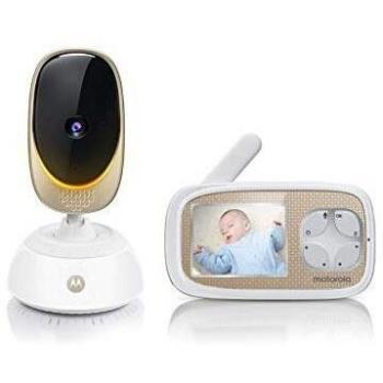 Motorola Baby Comfort C45 - Vigilabebés con video con funciones de panorámica y zoom, Wi-Fi, pantalla a color de 2,8 pulgadas, visión nocturna, audio bidireccional y sensor de temperatura, blanco