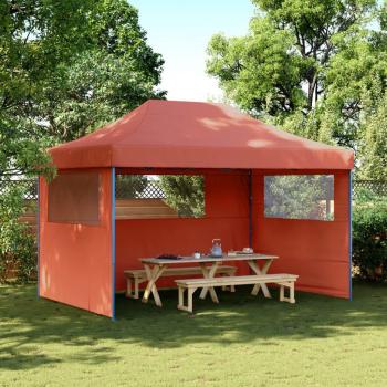 Tienda de fiesta plegable emergente con 3 paredes laterales terracota naranja