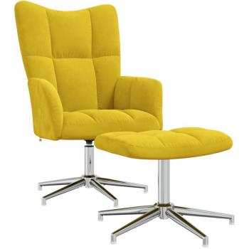 Sillón relax con reposapiés terciopelo amarillo mostaza
