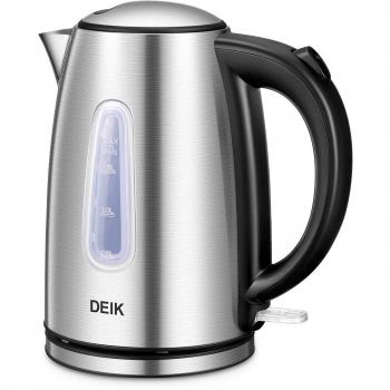 Deik Hervidor de Agua 1,7 litros, 2200 Watios, Libre de BPA y Material de Acero Inoxidable Pulido, Sistema de Protección contra la Ebullición en Seco, Hervidor Eléctrico