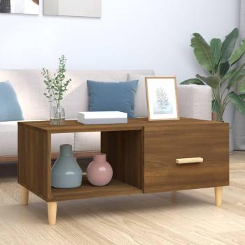 Mesa de centro de madera multicapa de roble marrón 89,5x50x40 cm