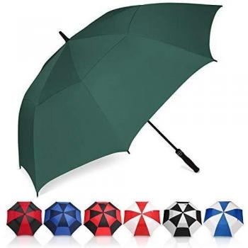 Amazon Brand - Eono Paraguas de Golf Resistente al Viento con Doble Tela y Sistema de Apertura automático, Paraguas Grande, Large Golf Umbrella, Deportivo, Unisex, Impermeable - 62-Inch, Verde