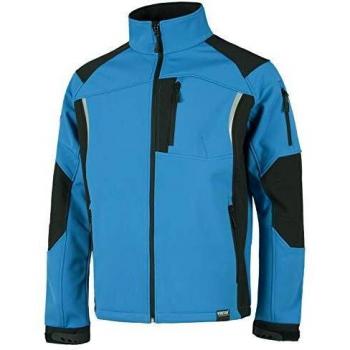Work Team Chaqueta Softshell Combinado con Membrana Interior Transpirable y Aislante e Interior de Alta Capacidad termica. Hombre Celeste+Negro S