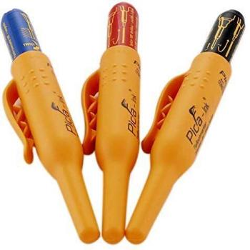 Pica L150 - Set de 3 rotuladores permanentes para perforaciones profundas de Pica Ink LYRA en colores negro, azul y rojo
