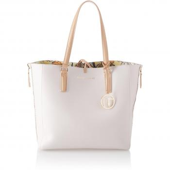 Trussardi Jeans - Kuala Lumpur Ecoleather Orchid Print Shopping Bag, Shoppers y bolsos de hombro Mujer, Blanco