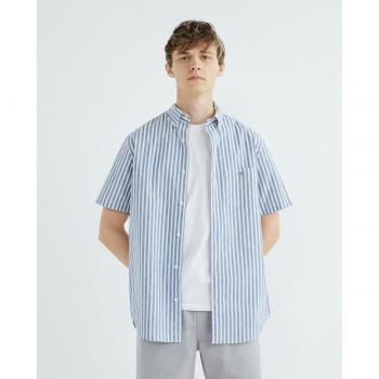 Camisa Regular Fit de lino a rayas azul de Gant