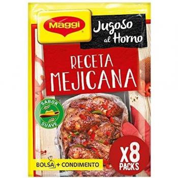 Maggi Jugoso al Horno Receta Mejicana - 1 Bolsa para Horno con Condimentos - Pack de 8x40g