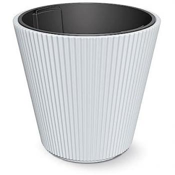 Macetero Blanco con Depósito de Agua - Colección MILLY - 34,9 x 34,9 x 35,5 cm - Capacidad 23 L