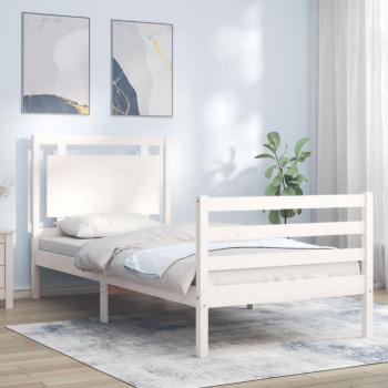 Cama con cabecero blanco 100x200 cm en madera maciza