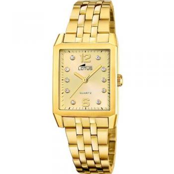 Reloj de Mujer Lotus Square 18986/2 Acero Inoxidable Dorado con Zircón Sintético