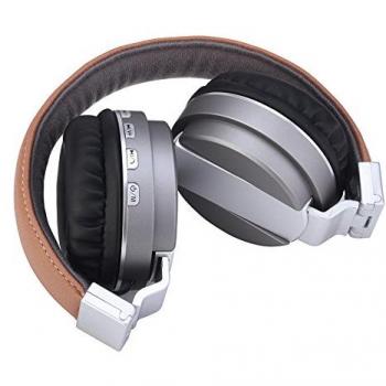 Headphone BT Silver - Auriculares estéreos Plegables inalámbricos de Alta fidelidad. Bluetooth, Tarjeta Micro SD, Radio FM