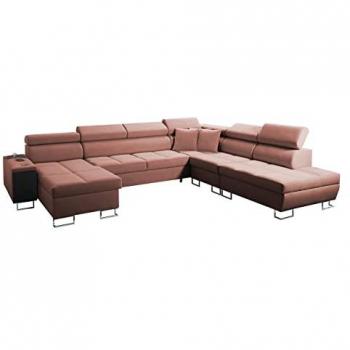 Sofá Rinconero Sarasota 135 con Función de Descanso, Caja de Ropa de Cama, Medidas 360x298x84cm, Reposacabezas Ajustables y USB