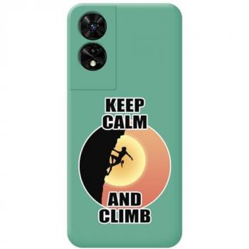 Funda de Silicona Líquida Verde para TCL 505 con Diseño de Mujer Escalada y Dibujos