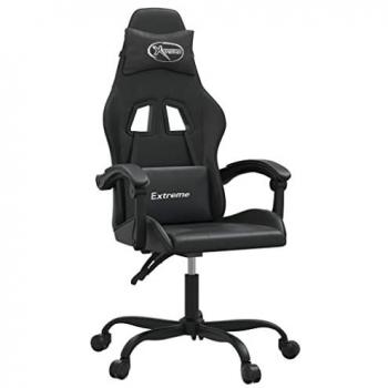 Silla gaming cuero sintético negro, Silla Gamer, Silla con reposabrazos, Silla de Oficina, Silla de Escritorio, Silla reclinable