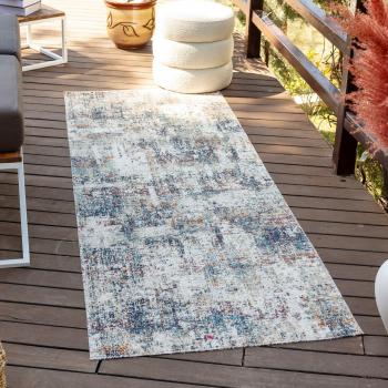 Surya - Alfombra de Exterior Terraza Balcón Cocina Abstracta Moderna Azul y Gris 80 x 220 cm