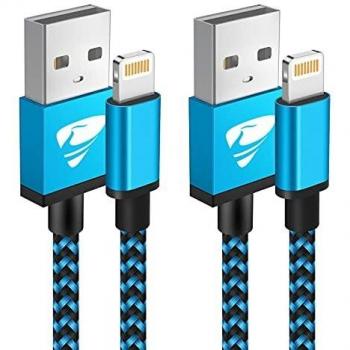 Aioneus Cable Cargador iPhone,2Pack[2M+2M] Cables Lightning MFi Certificado Trenzado de Nylon Carga Rápida Cargador iphone Compatible con iPhone 12 11 Pro Max SE 2020 XS XR X 8 7 6 6S 6 Plus Appl iPad