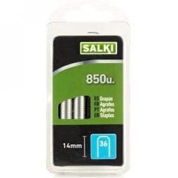 SALKI Grapas nº 36 de 14mm de Pata - Blister de 1000 Unidades, Diseñado para Grapado de Cables de 6,5 mm de Diámetro, Compatibles con Grapadoras Manuales y Estándar