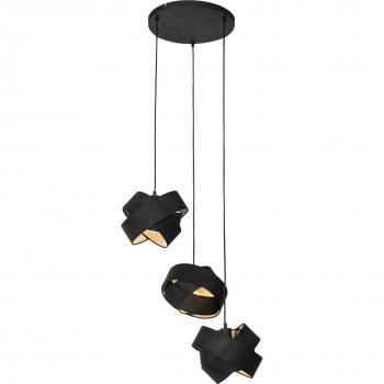 Lámpara colgante moderna negra 3 luces - Tela QAZQA Lámpara de techo negra con 3 luces