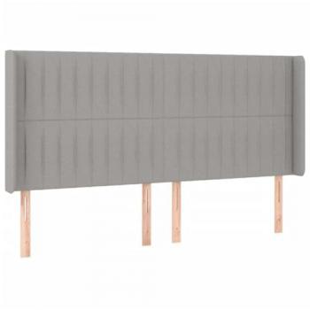Cabecero con LED de tela gris claro 163x16x118/128 cm