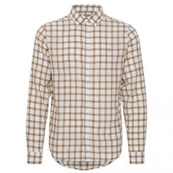 Casual Friday Anton 0053 Ecru Long Sleeve Check Linen Shirt