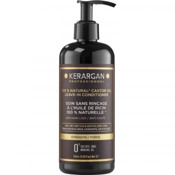 Kerargan - Acondicionador sin aclarado de aceite de ricino para estimular y aumentar el crecimiento - Para cabello dañado - Sin sulfatos, parabenos ni siliconas - 350ml