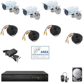 Kit de Videovigilancia AHD IP Cloud DVR 4 Canales con 4 Cámaras HD IR 5 MPX y Disco Duro de 500GB