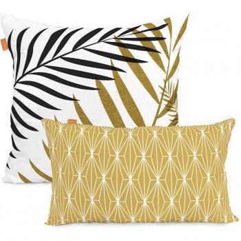 Juego de fundas de cojín HappyFriday Blanc Foliage Multicolor 2 Piezas
