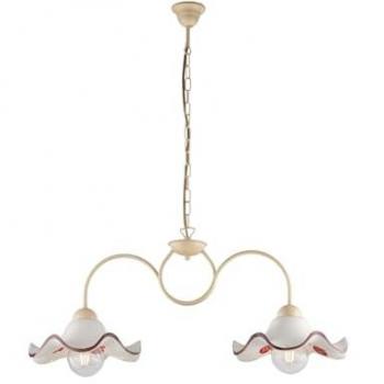 Aplique de Pared Anémona 2 Luces Marfil Hierro Lacado y Cerámica Decorada