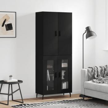 Aparador alto de madera contrachapada negro 69,5x34x180 cm