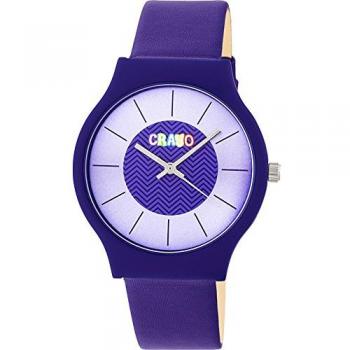 Crayo Trinity Unisex Purple Leather Strap Quartz Watch