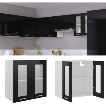 Mueble de cocina aglomerado negro brillante 60x31x60 cm