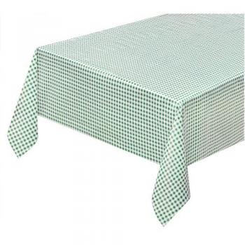 Mantel Antimanchas Plastificado Verde a Cuadros 140x300 cm