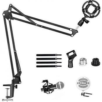 Soporte Micrófono Brazo con Araña,para Snowball Blue Yeti Microfono de pie Universal más de 45 mm para Mesa Estudio de Grabación, Radiodifusión