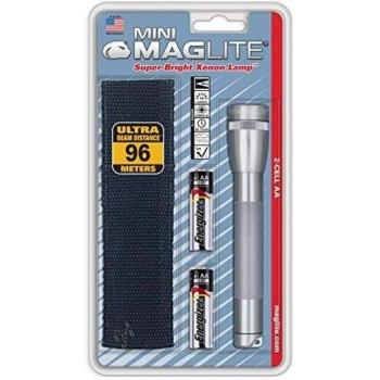 Mini Maglite 2-Cell AA Flashlight with Holster, Gray