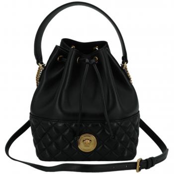 Versace Black Lamb Leather Bucket Shoulder Bag, Type: Bucket Bag, Characteristics: Male, Color: Black, Size: ONE SIZE